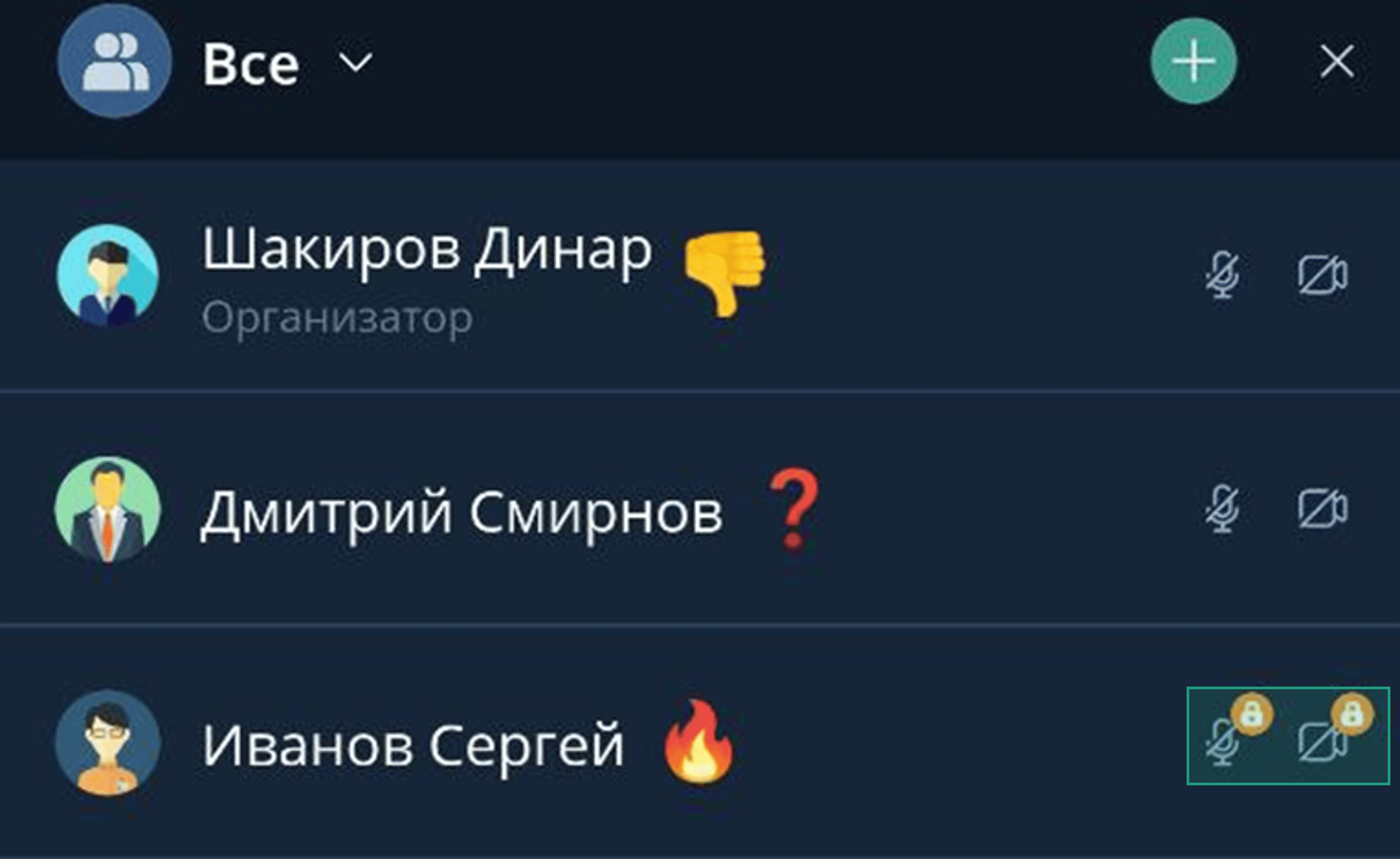 Статус мьюта участника