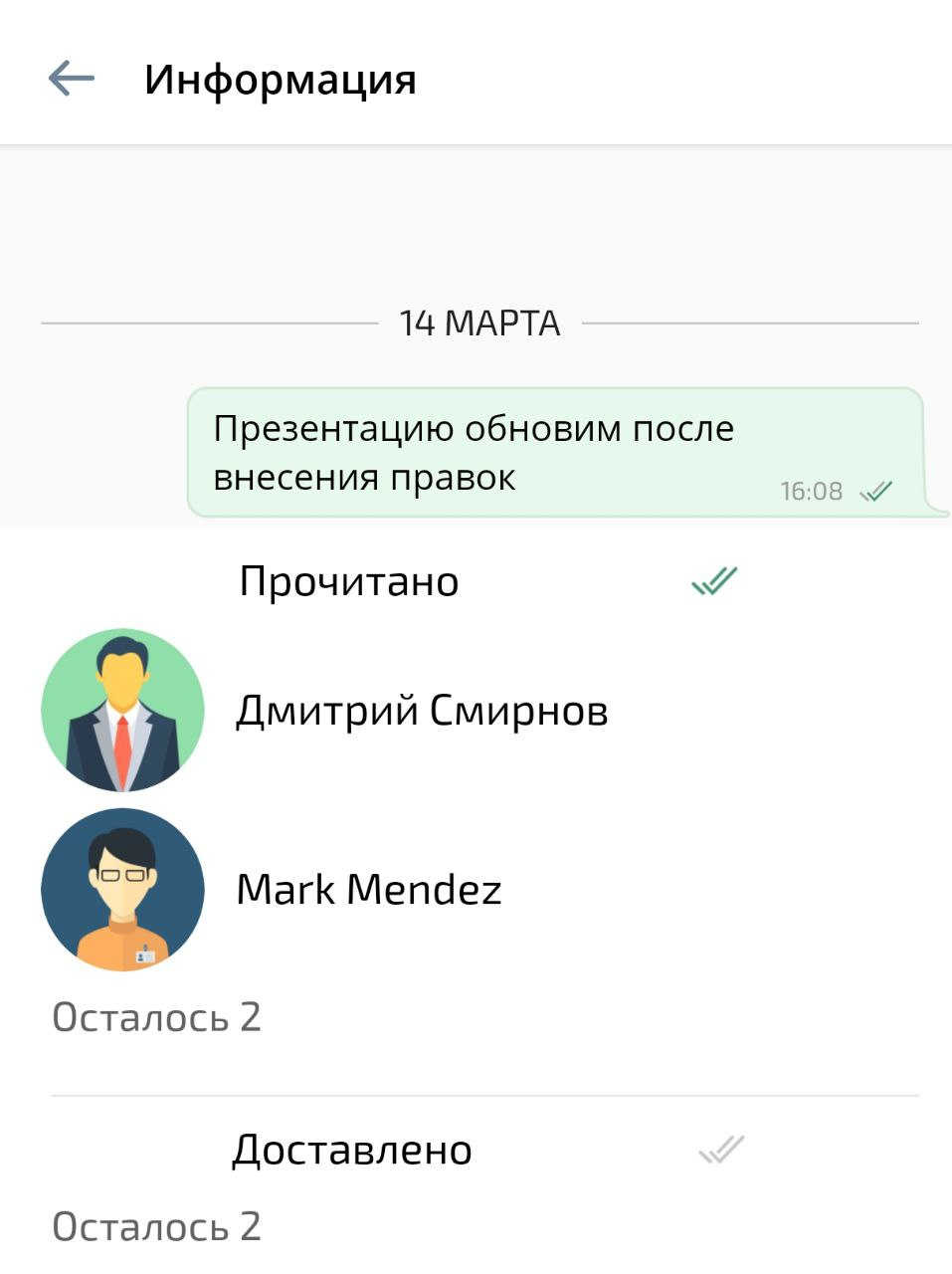 Информация о текстовом сообщении