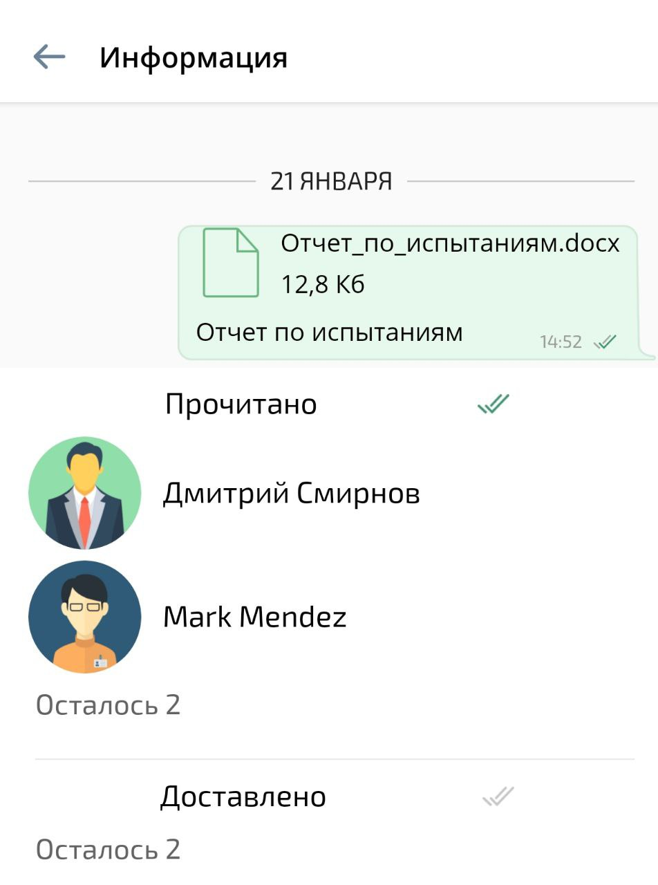 Информация о сообщении с вложенным файлом