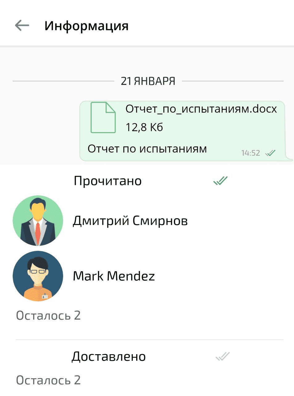 Информация о сообщении с вложенным файлом