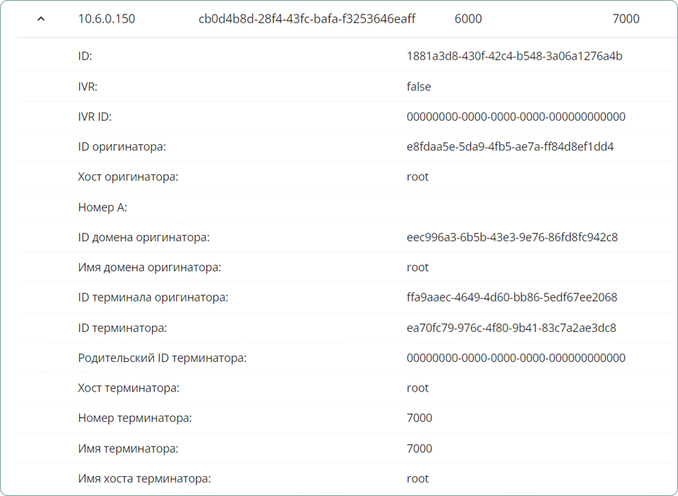 Подробная информация о вызове