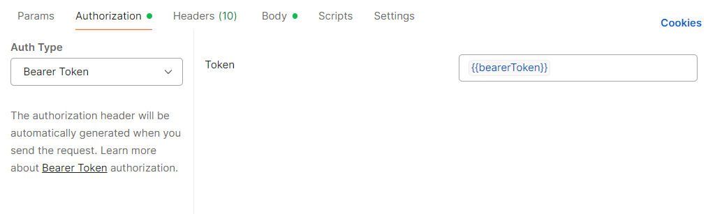 Выбор токена запроса