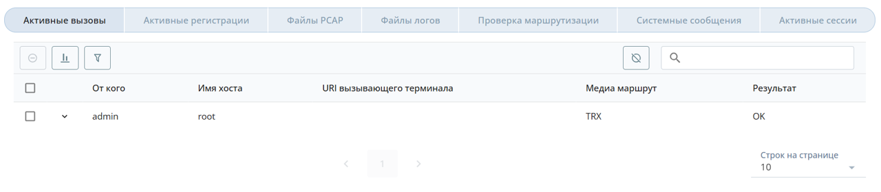 Активный тестовый вызов