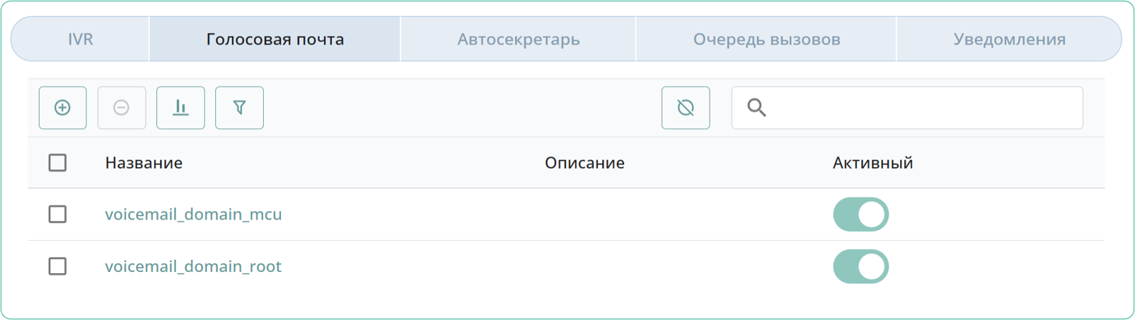 Голосовая почта домена