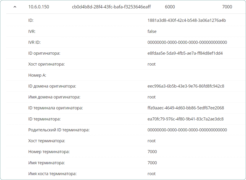 Подробная информация о вызове