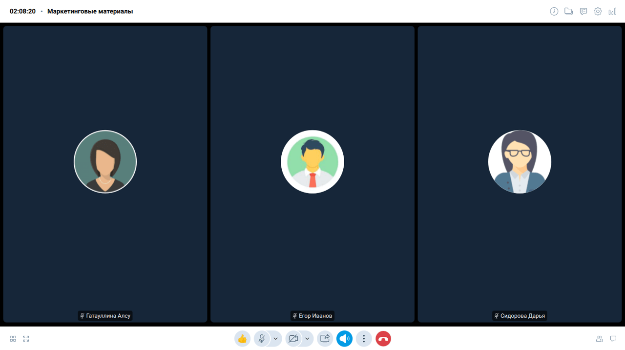 Каждый участник в отдельной карточке