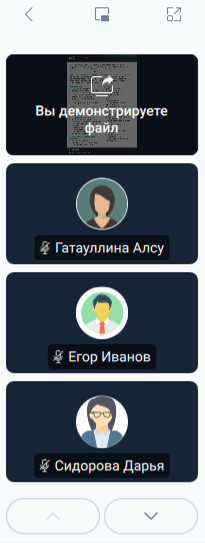 Раскрытая панель просмотра контента мероприятия