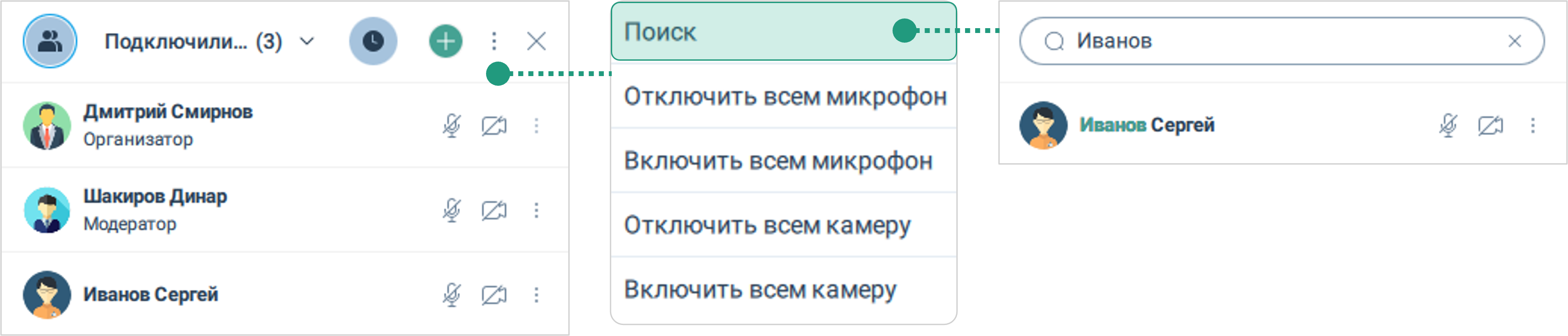 Поиск участников