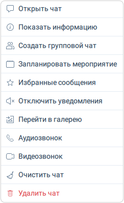 Контекстное меню персонального чата