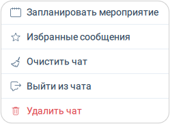 Дополнительное меню группового чата