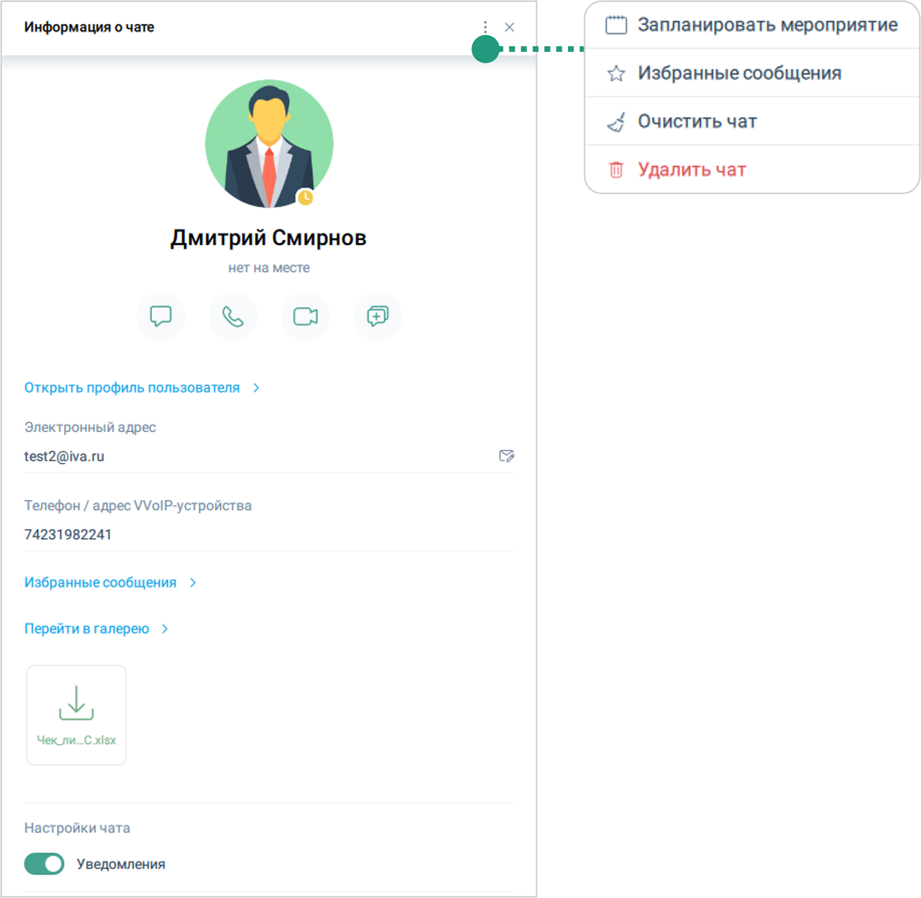 Информация о пользовательском чате