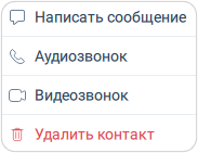 Действия над контактом в профиле