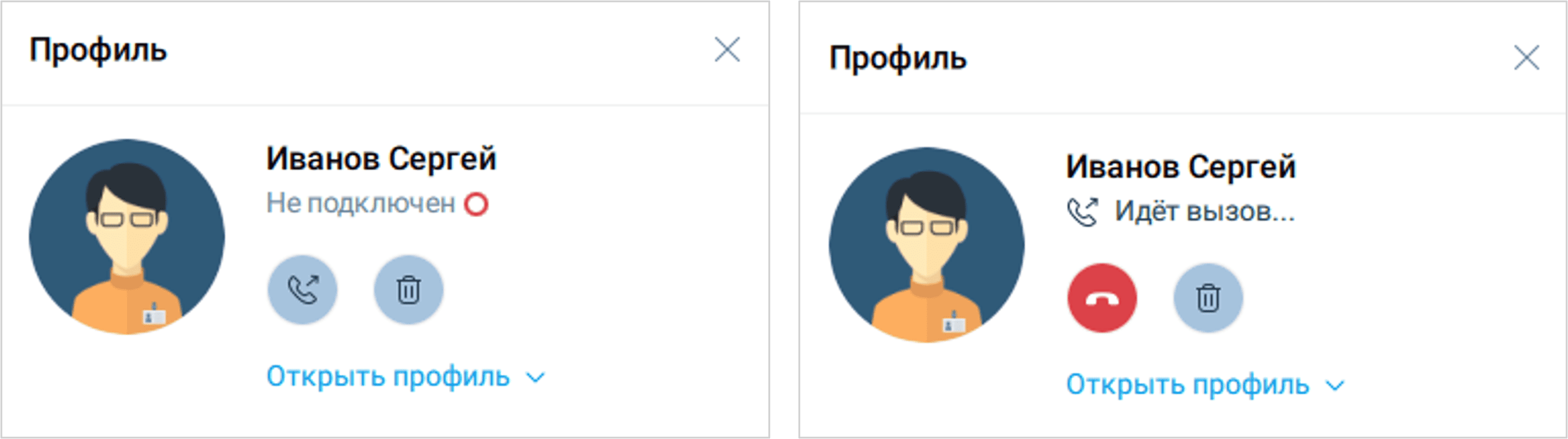Профиль не подключившегося участника