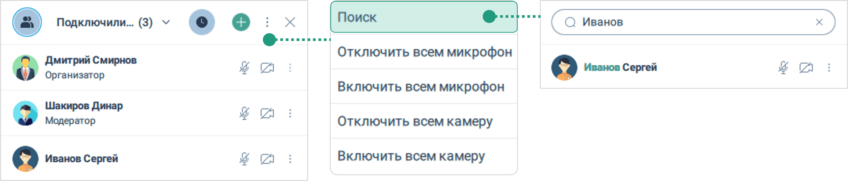 Поиск участников