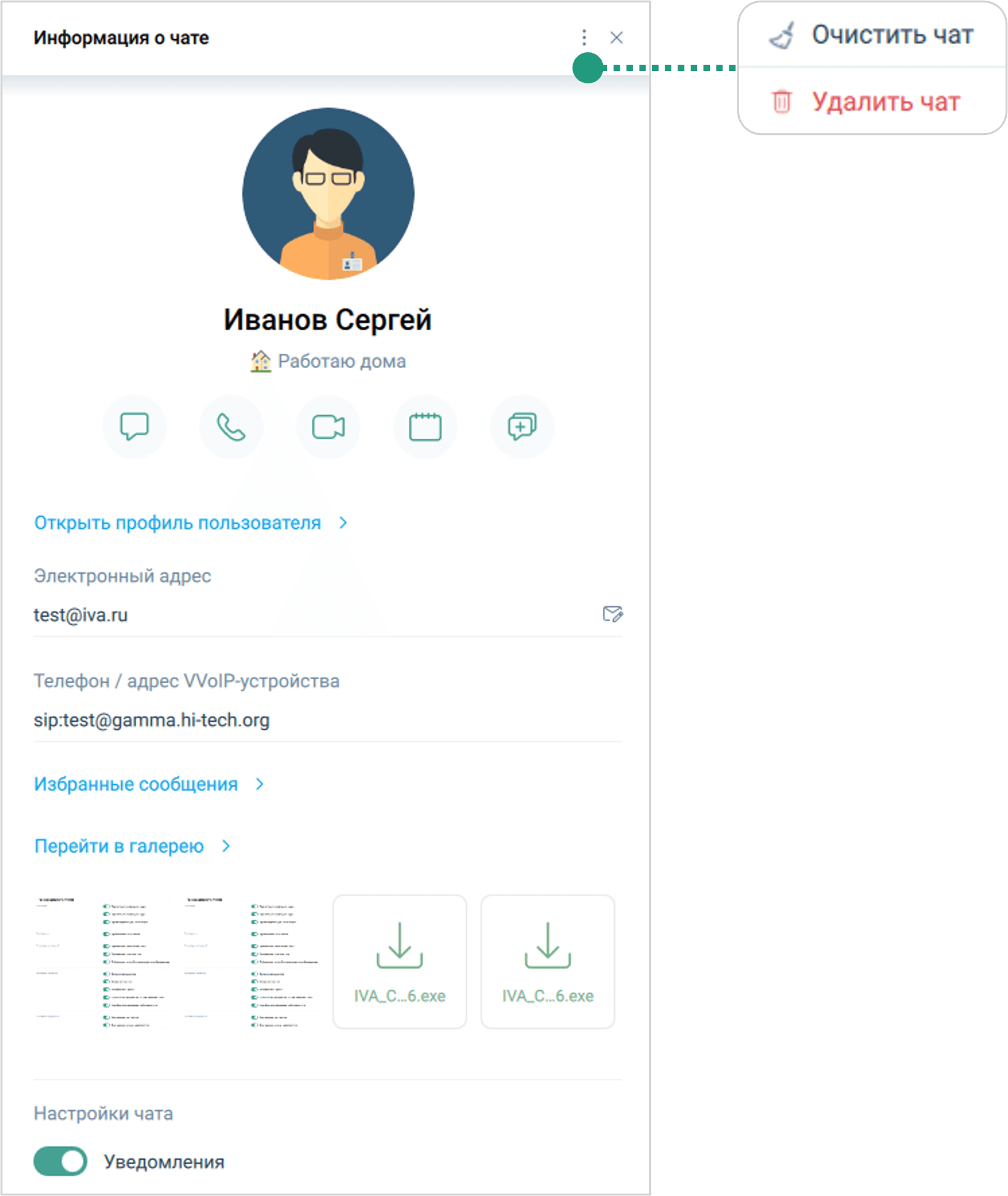 Информация о пользовательском чате