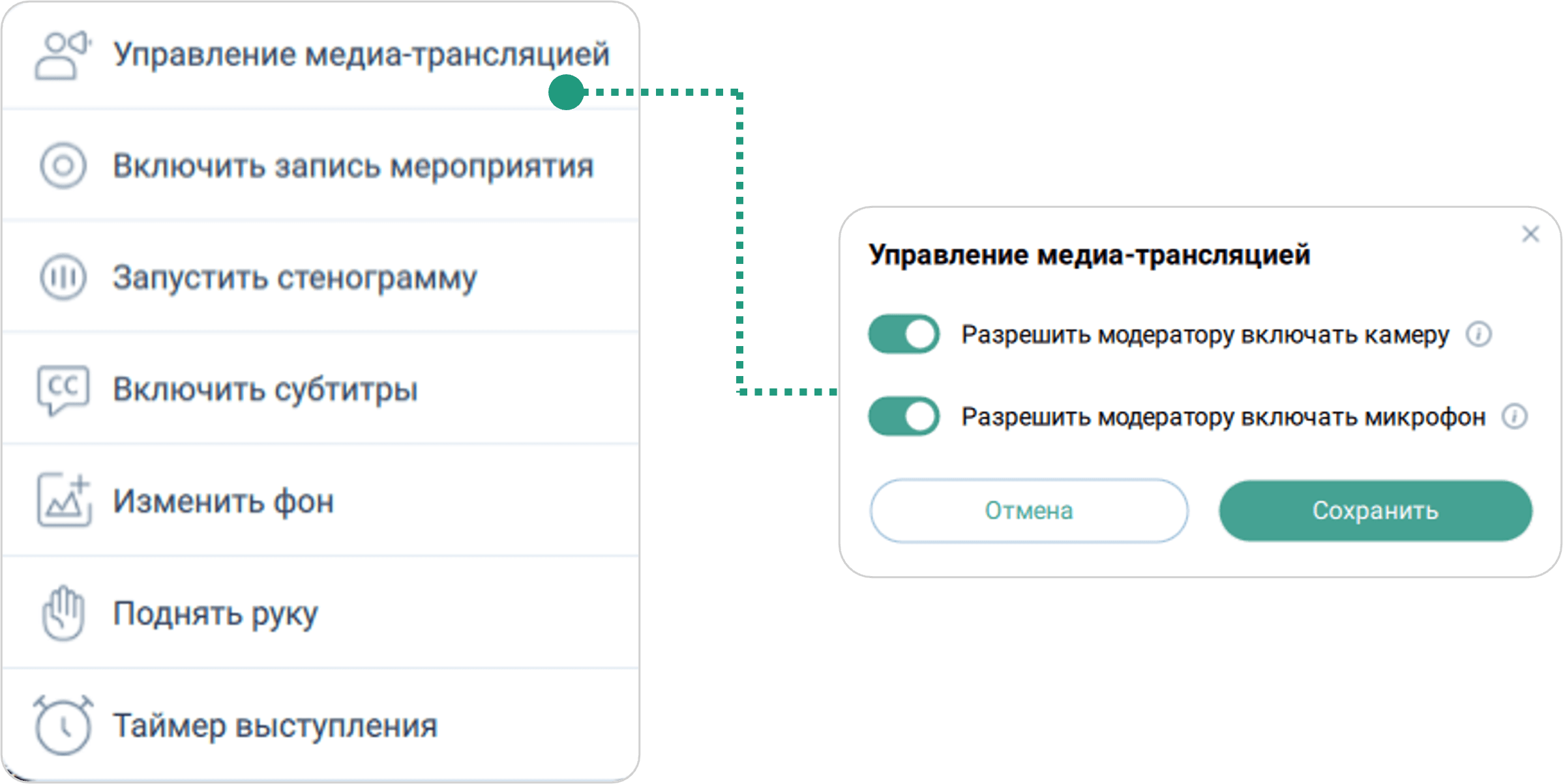 Управление медиа-трансляцией