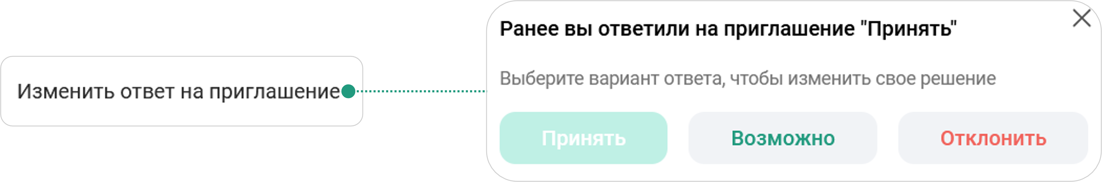 Изменение ответа на приглашение