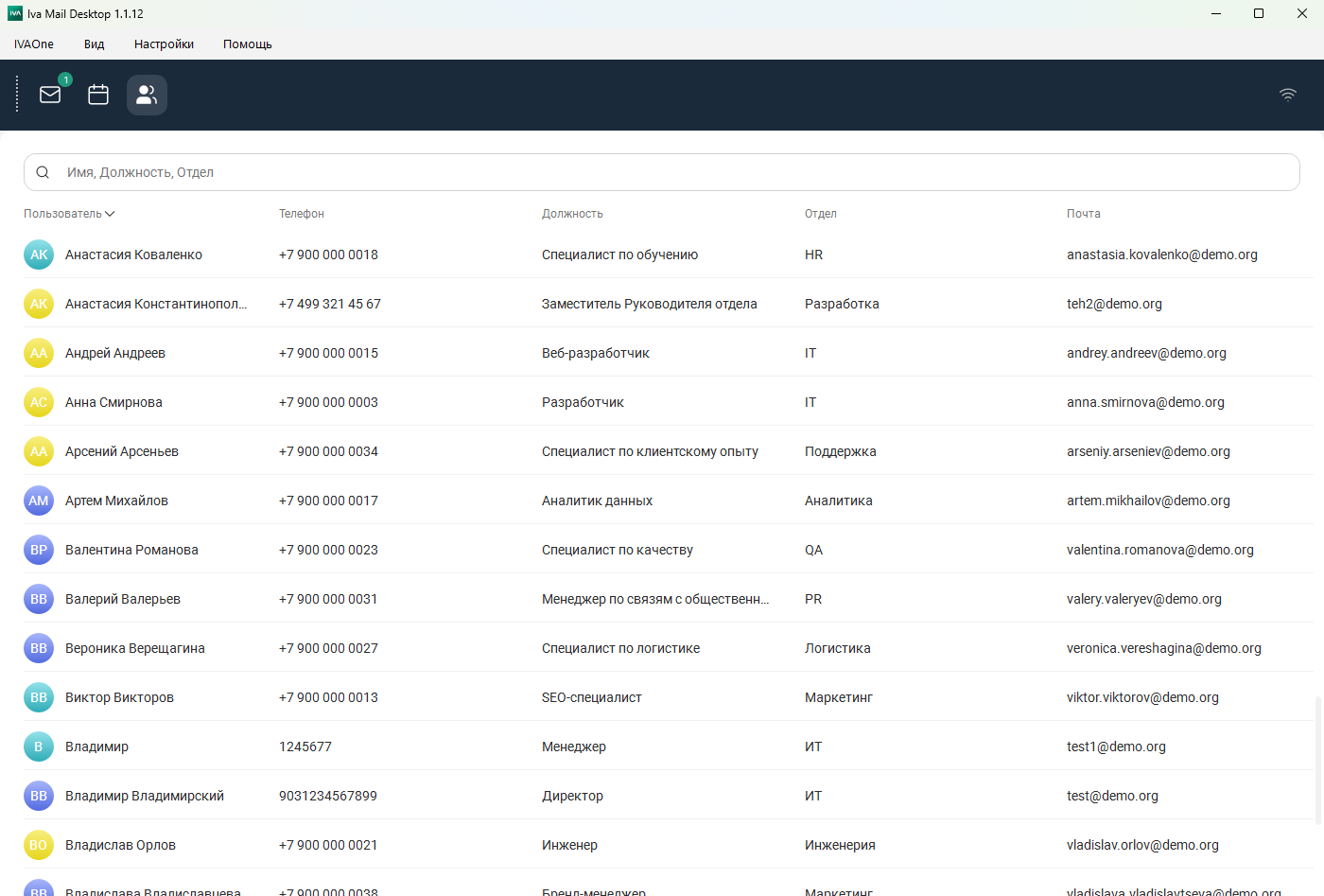 Общий вид контактов