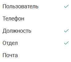 Отображение столбцов