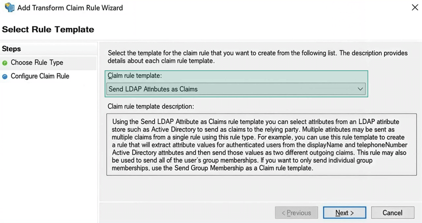 Add Transform Claim Rule Wizard