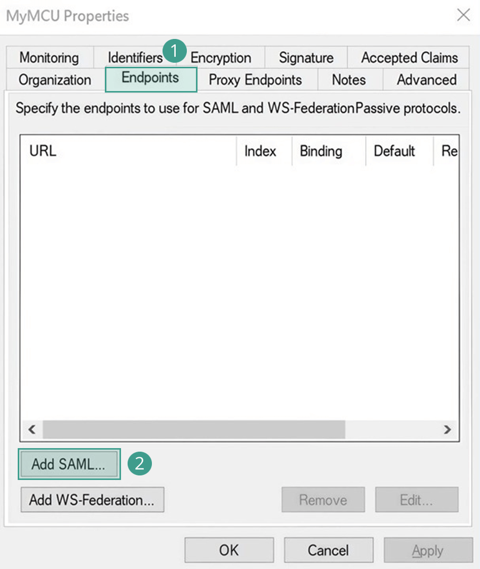 Вкладка Endpoints