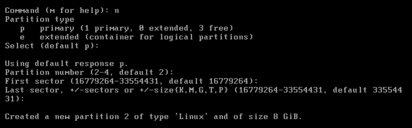 Создание второго раздела