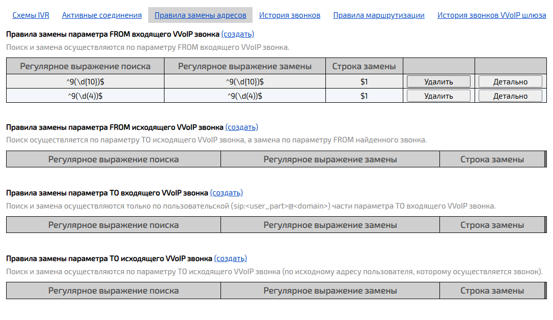 Правила замены адресов
