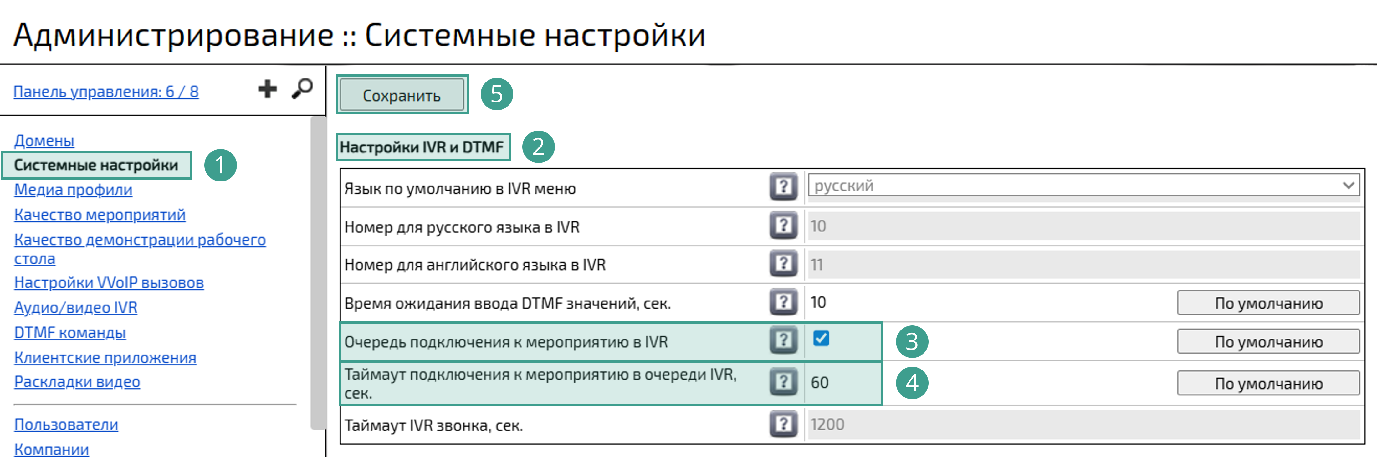 Настройка очереди IVR
