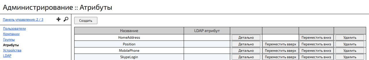 Раздел Атрибуты