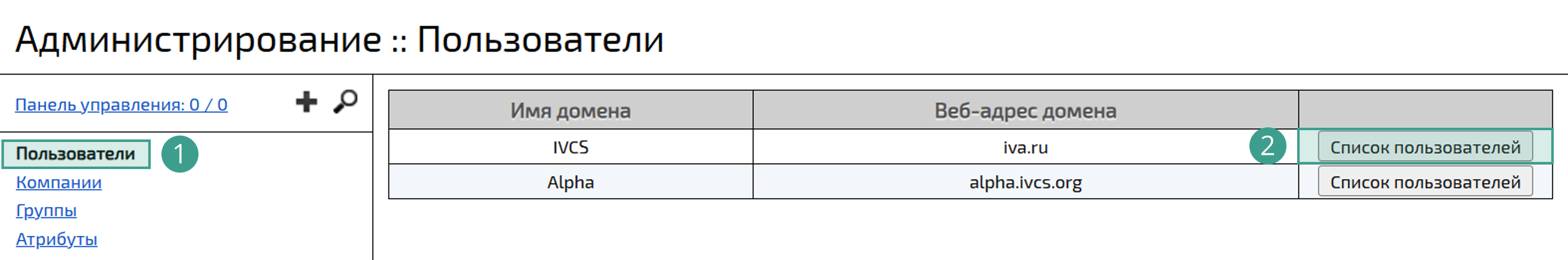 Раздел Пользователи
