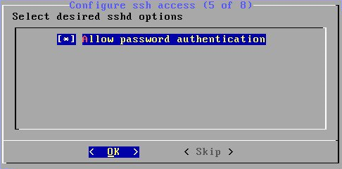 Окно настройки SSH