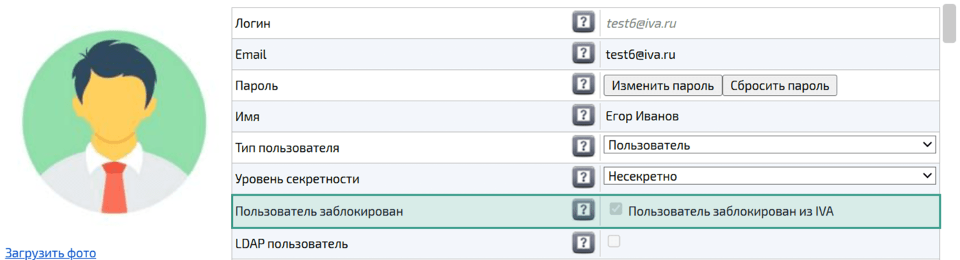 Пользователь заблокирован из IVA