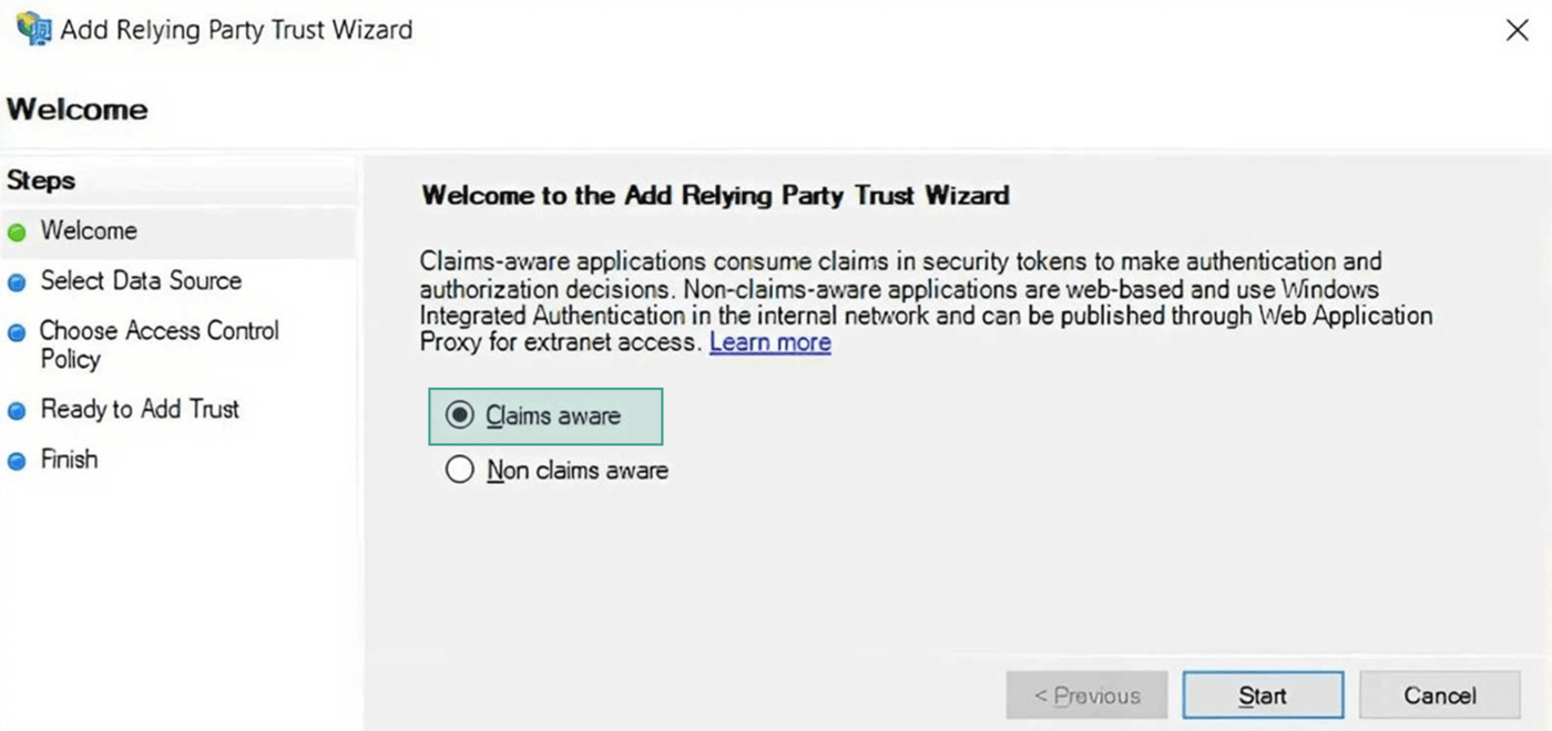Relying Party Trust Wizard