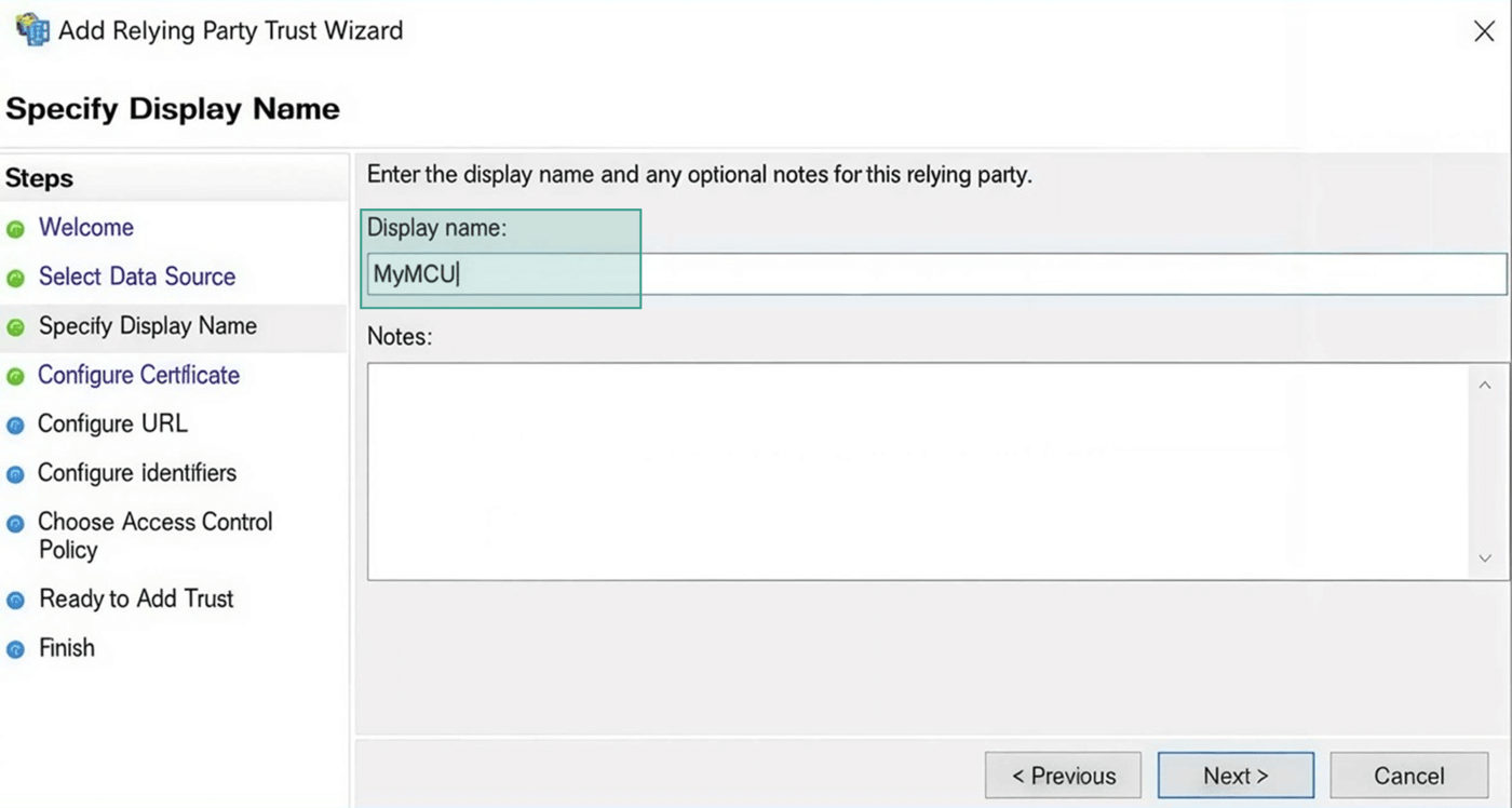 Вкладка Specify Display Name