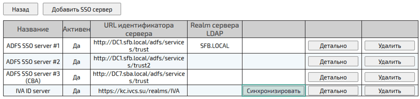 SSO сервера