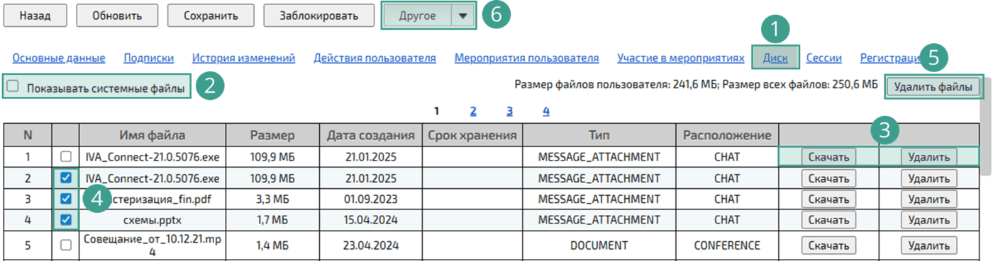 Список файлов пользователя