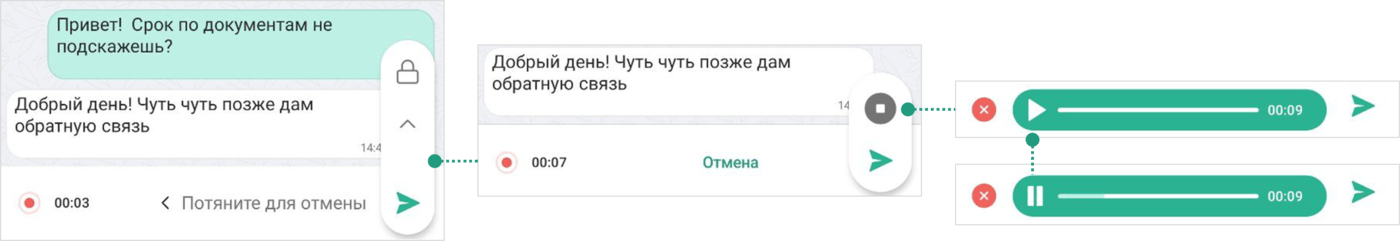 Запись и отправка голосового сообщения