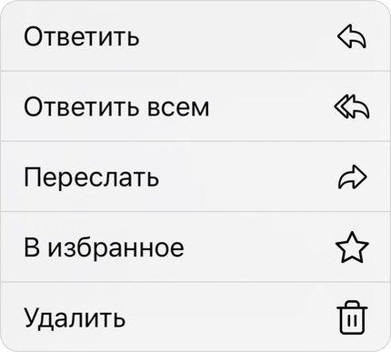 Действия с письмом