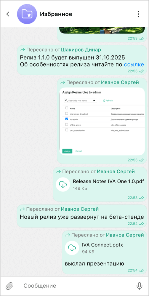 Чат Избранное