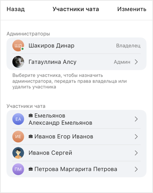 Участники чата с федеративными пользователями