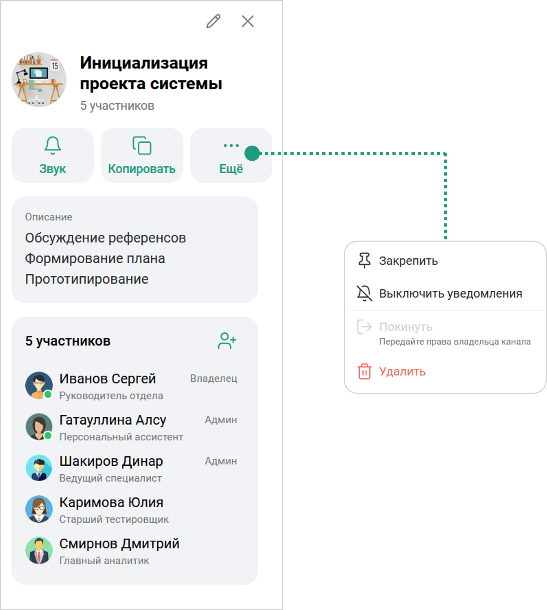 Закрепление чата