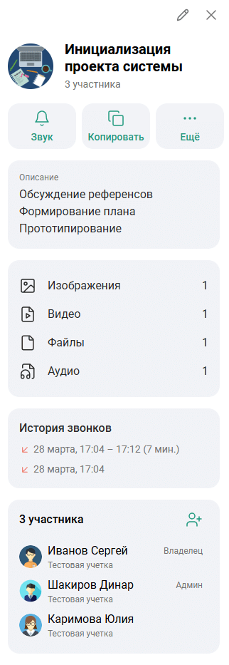 Профиль чата