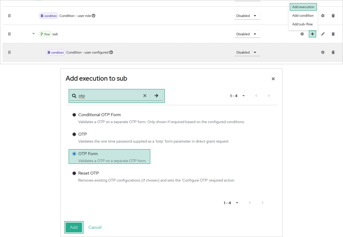 Натсройка условий исполнения под-сценария