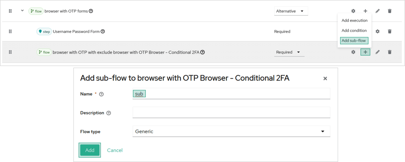 Добавление под-сценария