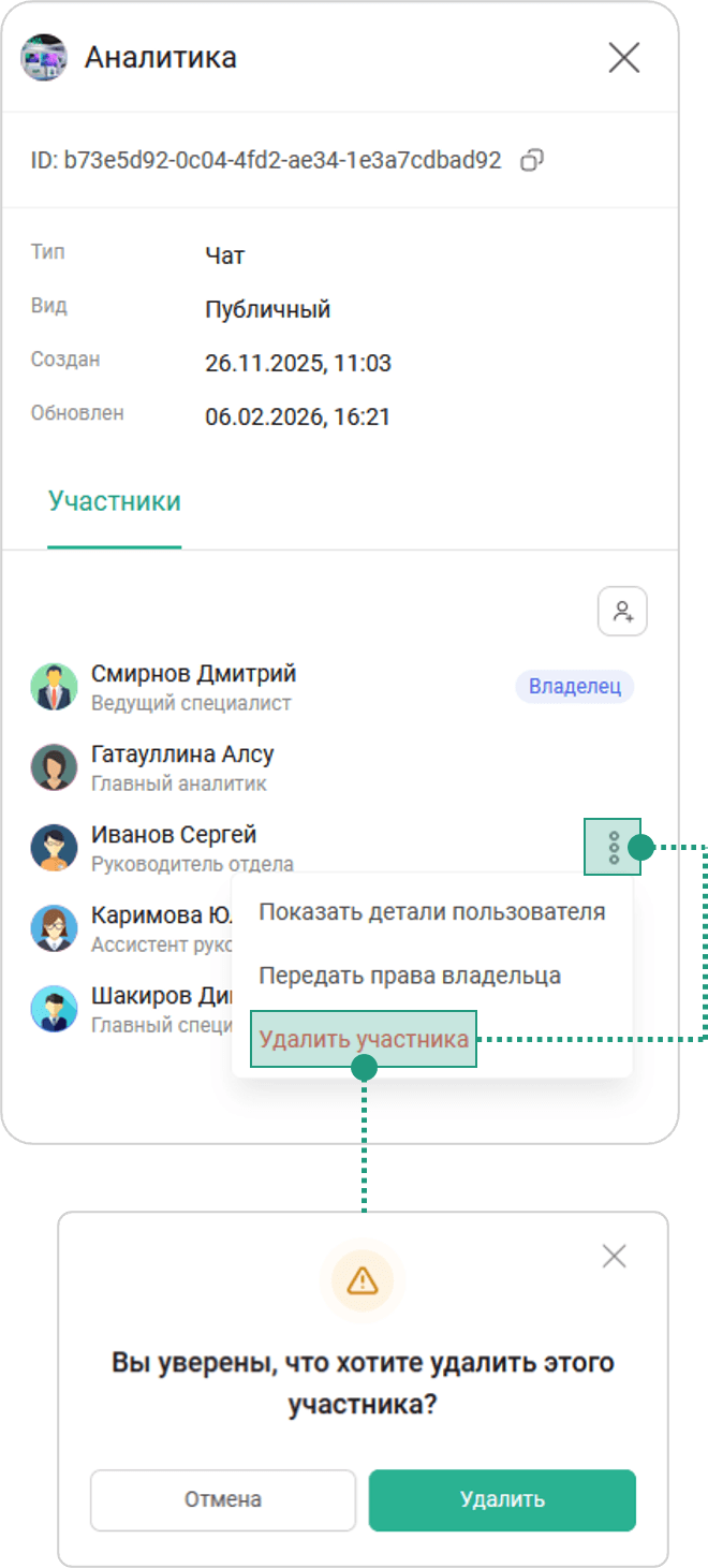 Удаление участника