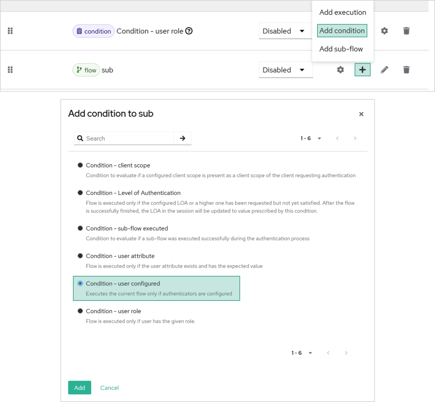 Добавление условий к под-сценарию