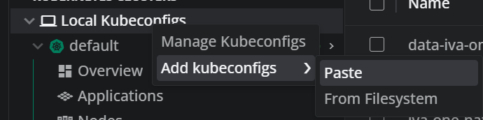 Новое подключение в Lens