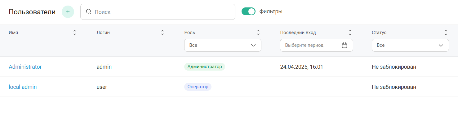Фильтр пользователей