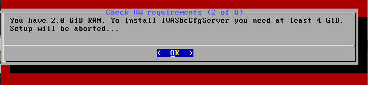 Предупреждение о недостаточном количестве оперативной памяти для установки