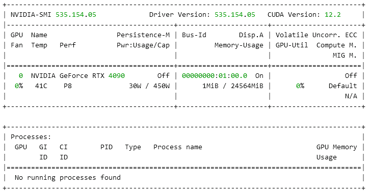 Вывод утилиты nvidia-smi